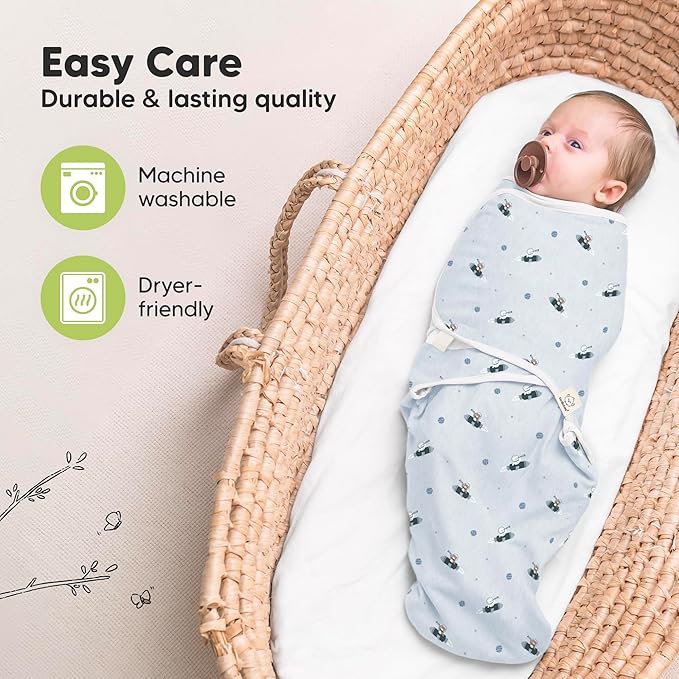 KeaBabies 3-Pack Organic Baby Swaddle Sleep Sacks - Swaddles for Newborns, Infant 0-3 Months, Baby Girls, Boys, Soft & Snug Newborn Sleep Sack, Nursery Swaddling Blankets (Lunaris)
