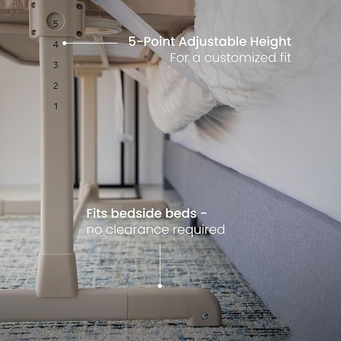 HALO® BassiNest® Bedside Sleeper – Breathable Baby Bassinet Slides Over Bed with Mesh Walls for Airflow & Visibility, Lowering Wall for Easy Access, Portable & Lightweight, Fits Most Beds