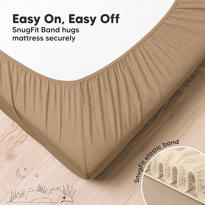 KeaBabies 2-Pack Fitted Crib Sheets for Boys, Girls, Baby - Soft Bamboo Viscose Cotton, 52x28 Standard Crib Mattress Sheets, Toddler Bed Mattress Cover, Gender Neutral, Breathable, Durable (Pecan)
