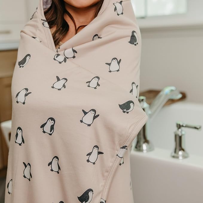 Copper Pearl Penguins Premium Big Kid Hooded Towel
