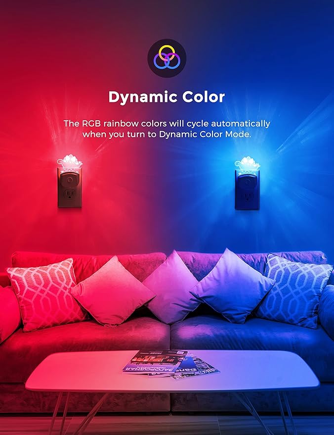 L LOHAS LED Night Light for Kids with Dusk to Dawn Sensor, Dinosaur Nightlight for Boys, Stegosaurus LED Night Light Plug in, RGB + Soft White, 3 Modes, for Nursery, Kids, Gifts, Bedroom[2 Pack]
