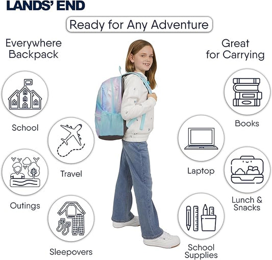 Lands' End Unisex Kids Medium ClassMate Lightweight Durable Elementary School Backpack, Pastel Lilac
