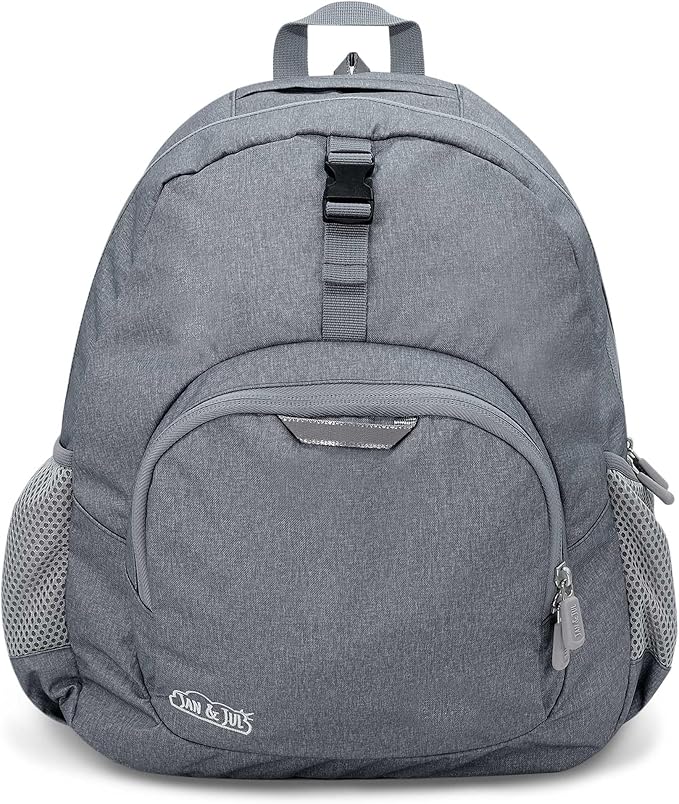 JAN & JUL Water Resistant Backpack for School, Lightweight Schoolbag for Kids (Heather Grey, One Size)