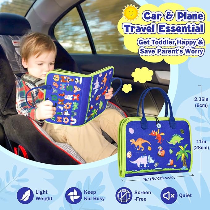 Asten Busy Board Montessori Toys for Toddlers: Busy Book Sensory Board Quiet Books Educational Activity Book for 3 4 5 Year Old Gifts for Boys Girls Kids, Toddler Travel Toys for Airplane Car (Blue)