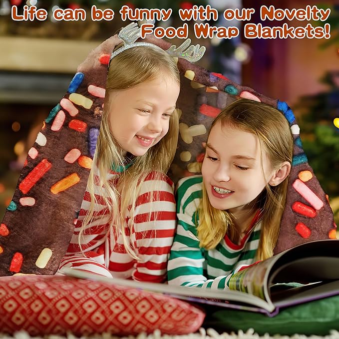 SeaRoomy Donuts Novelty Funny Flannel Round Blanket - Funny Gifts for Teens Boys and Girls