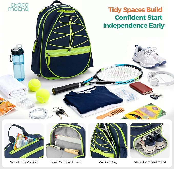Choco Mocha Kids Tennis Bag Kids Tennis Backpack Youth & Junior Tennis Bag 16 Inch