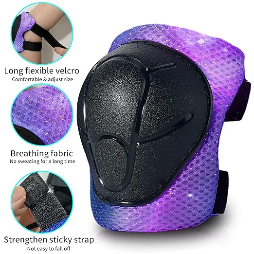 Gradient Color Kids Protective Gear Set Knee Pads for Kid 2-14 Years,W/ Adjustable Strap Kids/Youth Knee Pads Elbow Pads Wrist Guards Set for Inline Roller Skates,Cycling,BMX Bike,Skateboard,Scooter