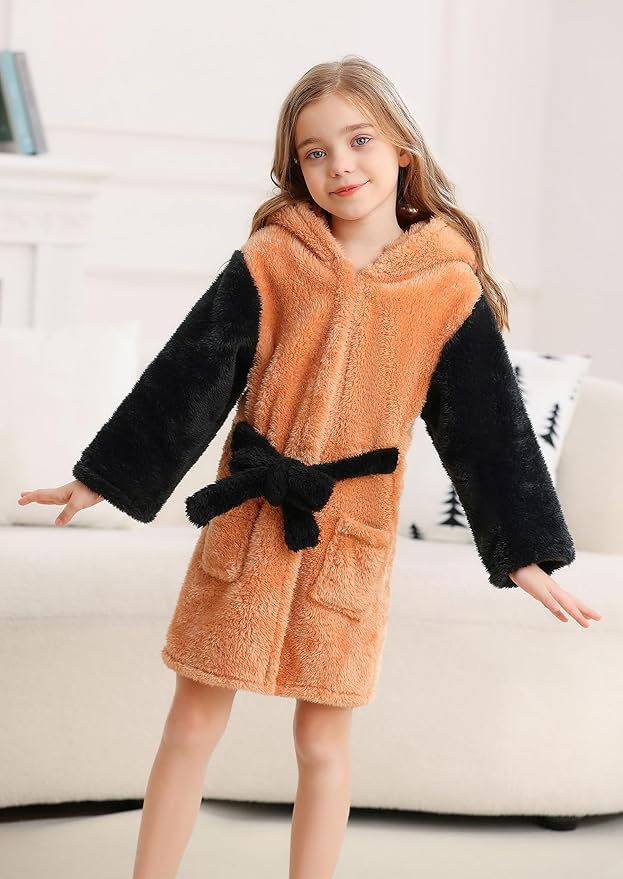 CuteOn Bathrobe for Women Soft Fleece Hooded Plush Loungewear