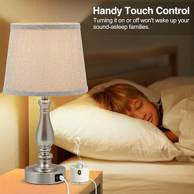 EJIAXIN Table Lamps for Bedroom Set of 2,Dimmable Touch Bedside Lamps with Dual USB A+C Ports - Nightstand Lamp for End Table Modern Night Stand Lamps for Living Room Guest Room