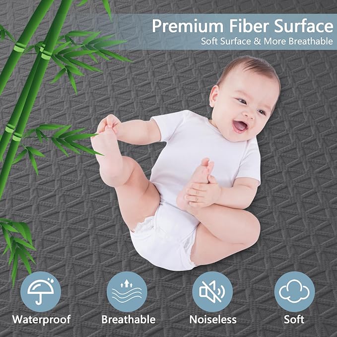 Premium Waterproof Mattress Protector California King Size, Breathable Bed Cover 3D Air Fabric Cooling Mattress Pad Cover Smooth Soft Noiseless Washable, 8''-21'' Deep Pocket (Gray)