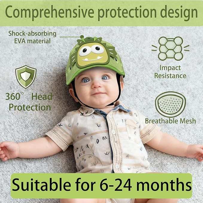 Baby Helmet for Crawing Walking,Soft Infant Safety Helmet,Baby Helmet 1-2 Years for Anti-Fall Head Protector,Adjustable, Breathable