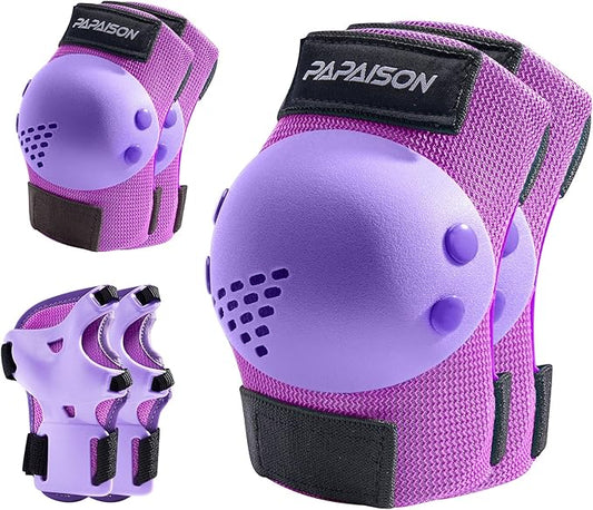 PAPAISON Kids/Youth Knee Pad, Elbow Pads & Wrist Guards for Inline Skating Bike Cycling Skateboard Scooter, 3 in 1 Protective Gear Set for Girls Boys Adult