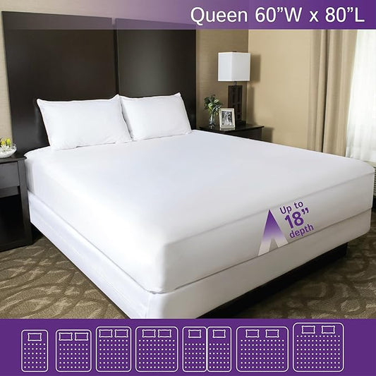 Queen Size Waterproof Mattress Protector - Fitted Sheet Mattress Cover with Deep Pockets - Hypoallergenic, Breathable, Water Proof, Noiseless, Vinyl Free