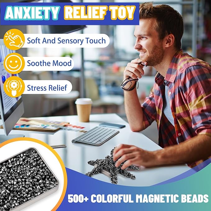Christmas Stocking Stuffers Gifts for Teen Girl Boy Adult Men 500pc Magnetic Fidget Toys Sensory Autism ADHD Office Desk Stress Anxiety Magnet Beads Balls Stones Cool Gadget Valentine's Day