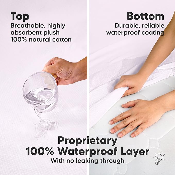 2-Pack Waterproof Crib Mattress Protector Cover Fitted - Quiet Baby Crib Mattress Pad Sheets, 52" x 28" Soft Quilted Cotton Baby Sheet, Machine Washable, Easy Fit, Durable (Lilac/Quin)