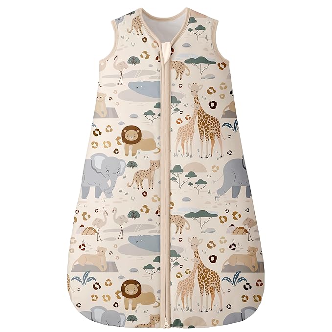 Baby Sleep Sack 12-18 Months TOG 2.5 Winter Baby Wearable Blanket, 100% Cotton Toddler Sleeping Sack with 2-Way Zipper Warm Soft Apricot Zebra