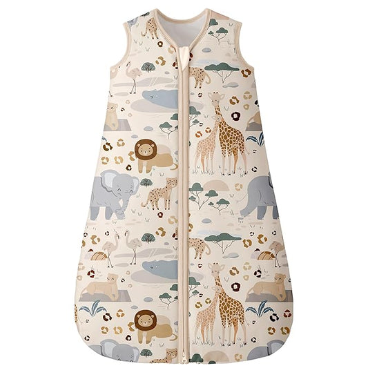 Baby Sleep Sack 12-18 Months TOG 2.5 Winter Baby Wearable Blanket, 100% Cotton Toddler Sleeping Sack with 2-Way Zipper Warm Soft Apricot Zebra