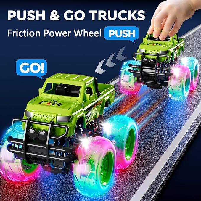 Monster Trucks Toys for Toddlers Boys: Light-up Wheels for Kids Age 2-4 Years Old,Toy Car for Kid Ages 3-5,Boy Cars to 3-6,Toy Truck for Toddler 1-3,Jam Birthday Gift for Children 1-3