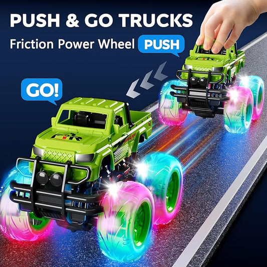 Monster Trucks Toys for Toddlers Boys: Light-up Wheels for Kids Age 2-4 Years Old,Toy Car for Kid Ages 3-5,Boy Cars to 3-6,Toy Truck for Toddler 1-3,Jam Birthday Gift for Children 1-3