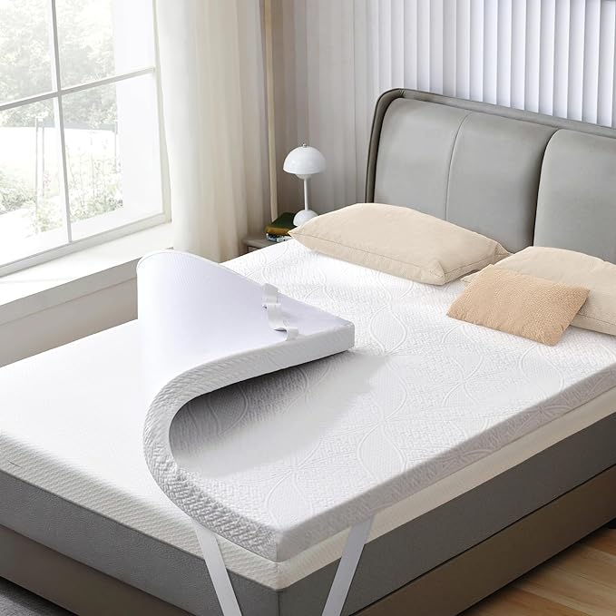 SINWEEK 2 Inch Gel Memory Foam Mattress Topper with Cooling Cover Ventilated Soft Mattress Pad, Bed Topper, CertiPUR-US Certified, Full Size