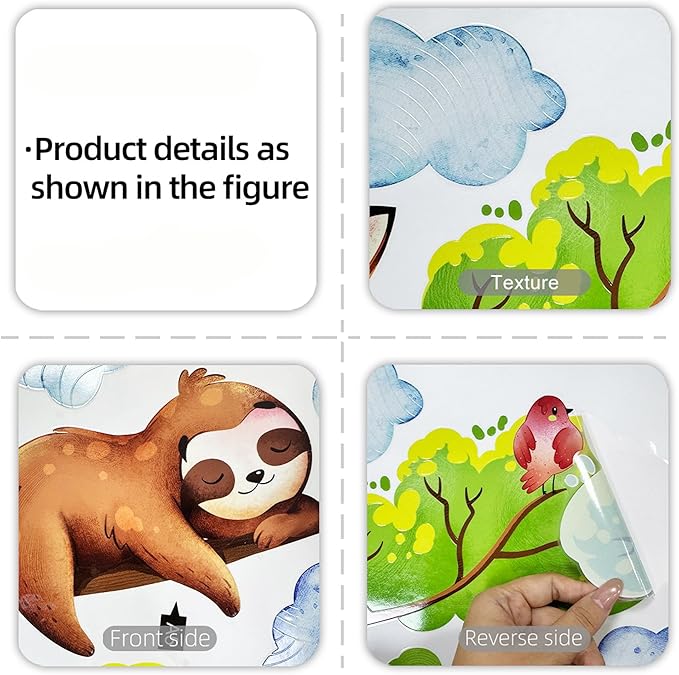 Cute Jungle Theme Wall Stickers Removable Animal Forest Wall Decals Elephant Monkey Lion Giraffe Zebra Peel and Stick Tropical Wall Art Decor for Nursery Bedroom Classroom (Colourful 4)