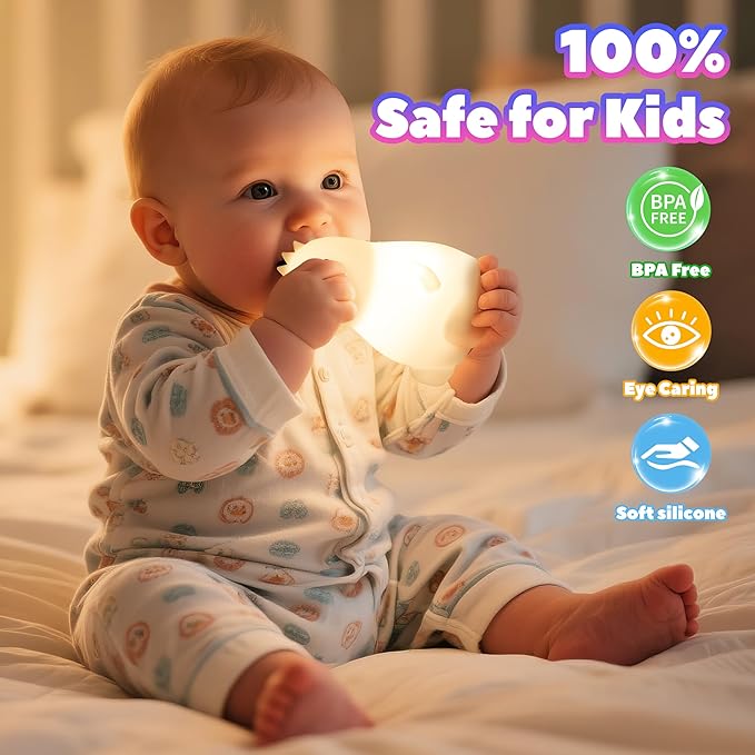 loatme Night Light for Kids, Rechargeable Dimmable Silicone LED Nightlight with 7 Colors, Baby Nursery Night Lamp, Touch Squishy Lamp, Cute Gifts for Girls, Boys, Toddler Room Decor, Dinosaur