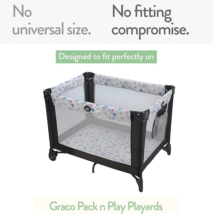 Pack and Play Sheets Fitted – Compatible with Graco Pack n Play Playard Crib and Other 27 x 39 Inch Playpen Mattress – Snuggly Soft 100% Jersey Cotton – Light + Dark Grey – 2 Pack