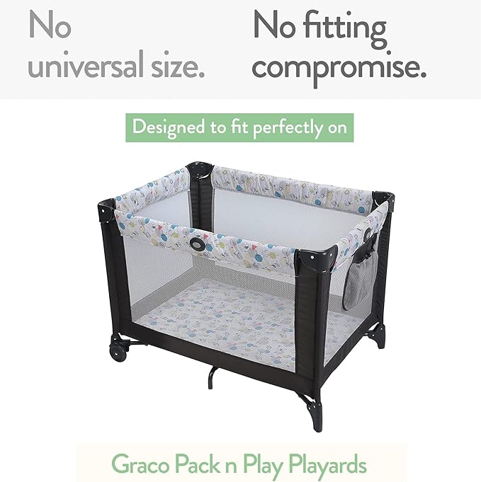 Cuddly Cubs Pack n Play Sheets | 2 Pack Playard Sheet for Baby Girl and Boy | Pure Jersey Cotton Unisex Mini Portable Crib Sheets | Sheep and Stripe in Grey | Compatible with Graco Pack and Play