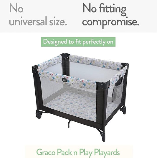 Cuddly Cubs Pack n Play Sheets | 2 Pack Playard Sheet for Baby Girl and Boy | Pure Jersey Cotton Unisex Mini Portable Crib Sheets | Sheep and Stripe in Grey | Compatible with Graco Pack and Play
