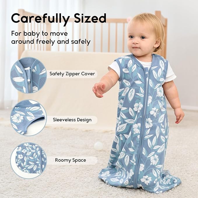 Yoofoss Baby Sleep Sack 12-18 Months 0.5 Tog Wearable Blanket for Baby, 3 Pack 100% Organic Cotton Infant Toddler Sleeping Sack 2-Way Zipper Lightweight Sleep Sack