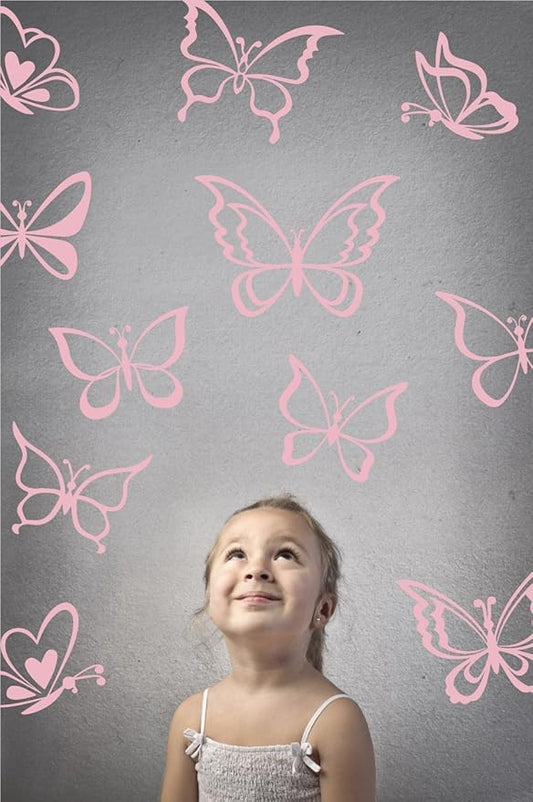 The Decal Guru Butterfly Wall Art Vinyl Stickers DIY Nursery or Girls Room Decor Peel and Stick Butterflies Decals (Carnation Pink, 55x58 inches)
