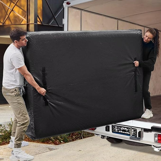 Mattress Bags for Moving, BETU Mattress Protector Waterproof Mattress Cover Twin XL Size Storage Bags with 8 Heavy-Duty Handles and Zipper for College Bed Extra Thick Large(82"x42"x15" Black)