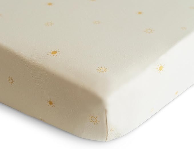 mushie Stretchy & Soft Crib Sheet | Fitted 28" x 52" (Sun)