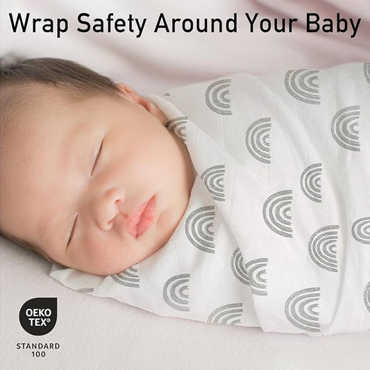 GLLQUEN BABY Receiving Blanket Boy Cotton Muslin Swaddle Blankets Girl Newborn Squares Breathable & Soft Thin Baby Blankets Cloths Double Absorbent Infant Swaddling Wrap - 6 Pack (Star)