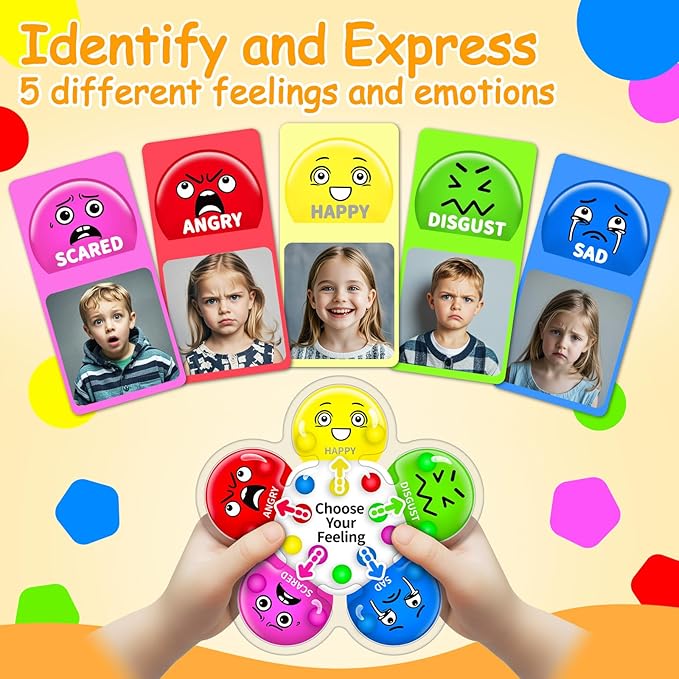 Color Sorting Sensory Toys for Kids with Autism, Autistic 5-7, Gifts for Kids, Feelings Wheel Social Emotional Learning Activities, Fine Motor Skills Calming Fidget Toys, Ages 3+