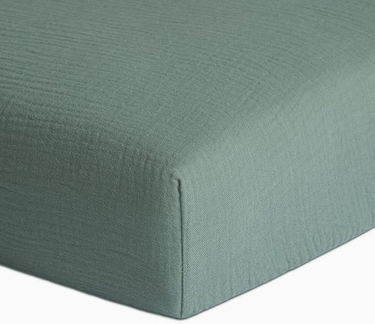 Meracorallo Muslin Fitted Crib Sheet, Soft and Breathable Baby Crib Sheet for Standard Crib and Toddler Mattresses, Roman Green
