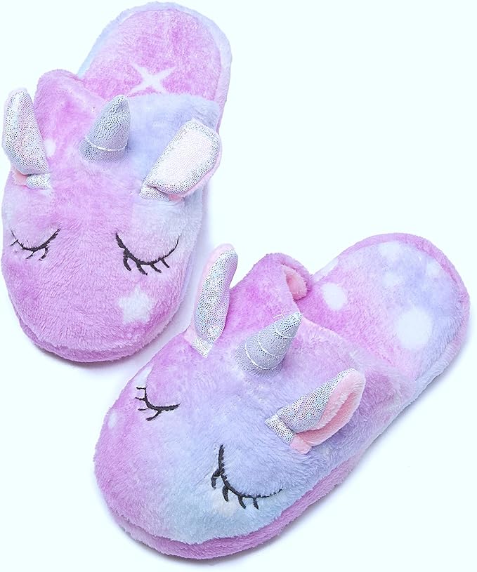 Soft Unicorn Hooded Robe with Matching Slippers Headband and Blindfold for Girls