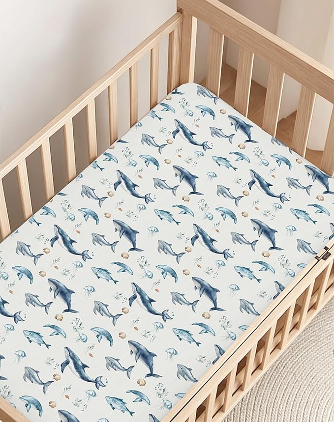 Crib Sheets for Boys and Girls, 2 Pack Fitted Baby Sheets for Standard Toddler Mattress 28" x 52", Soft Breathable Jersey Knit Baby Bedding (Bear Tracks)