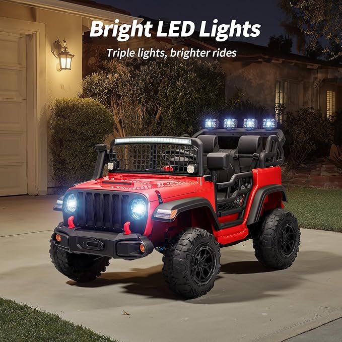 2 Seater Ride on Car Toy, 24V 4WD Electric Car for Kids 4-8 with Remote Control, 4x200W Motors, Capacity 110 lb - Red