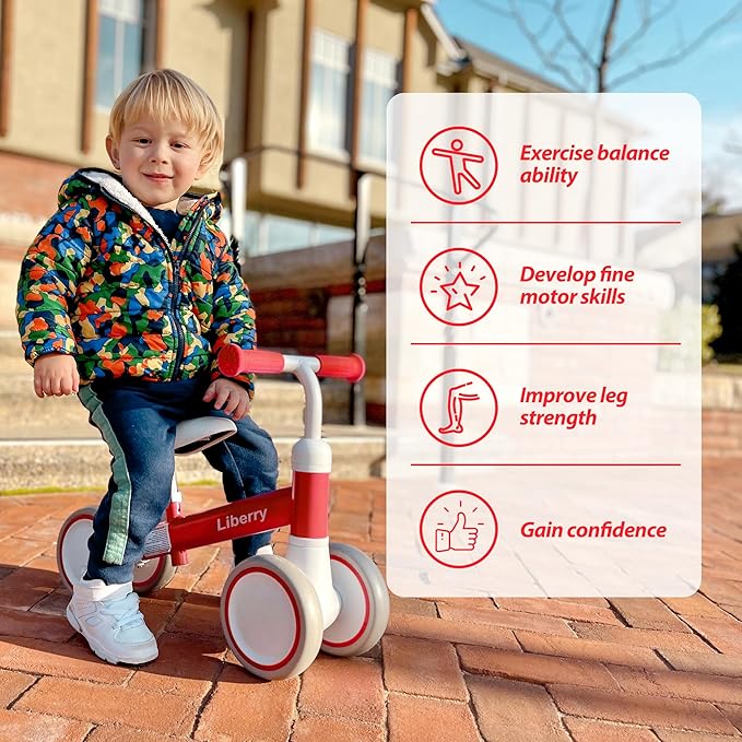 Liberry Baby Balance Bike with Adjustable Seat, Toddler First Ride-On Toy for 1-2 Year Old, Boys Girls Birthday Gift
