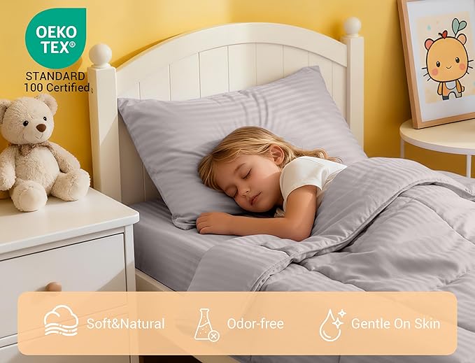 ZPECC Toddler Bedding Set - 4 Piece Hypoallergenic Baby Crib Bedding Set for Boys and Girls, Includes Toddler Comforter, Flat Sheet, Fitted Sheet and Pillowcase, Ashes of Roses