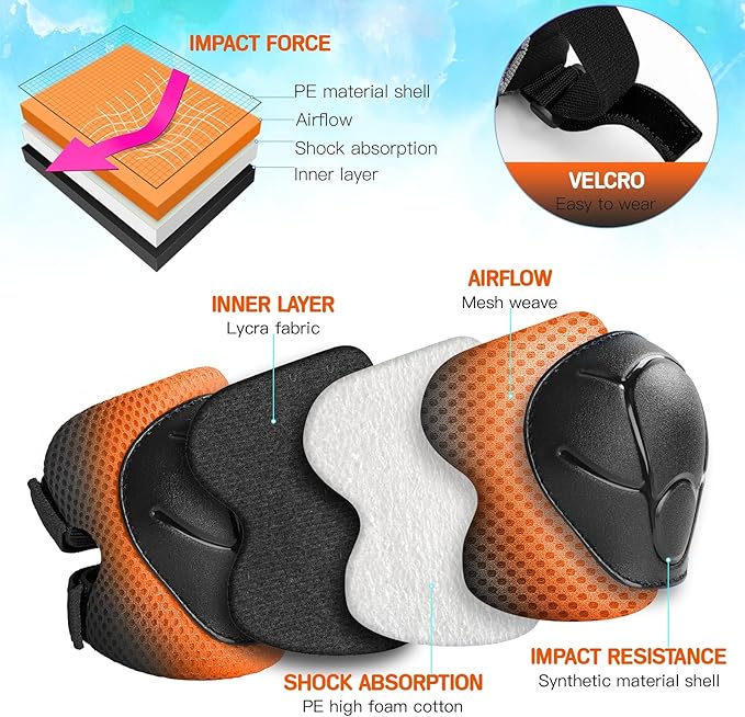 Kids Protective Gear Set Knee Pads for Kids 3-14 Years Toddler Knee and Elbow Pads with Wrist Guards 3 in 1 for Skating Cycling Bike Rollerblading Scooter