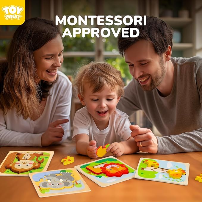 TOY Life Wooden Puzzles for Toddlers 2-4, Montessori Toys for 1 2 3 Year Old Boys Girls, Animals Puzzles Educational Learning Toys 2 Year Old, Christmas Stocking Stuffer for Kids Ages 1-3 2-4