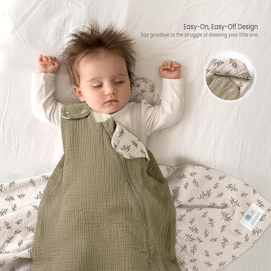 lulumoon Sleep Sack Muslin for Baby: Cotton Wearable Blanket for 9-15 Months - Soft Lightweight Ideal for Nursery Lounge Nighttime Naptime 6-12 Months
