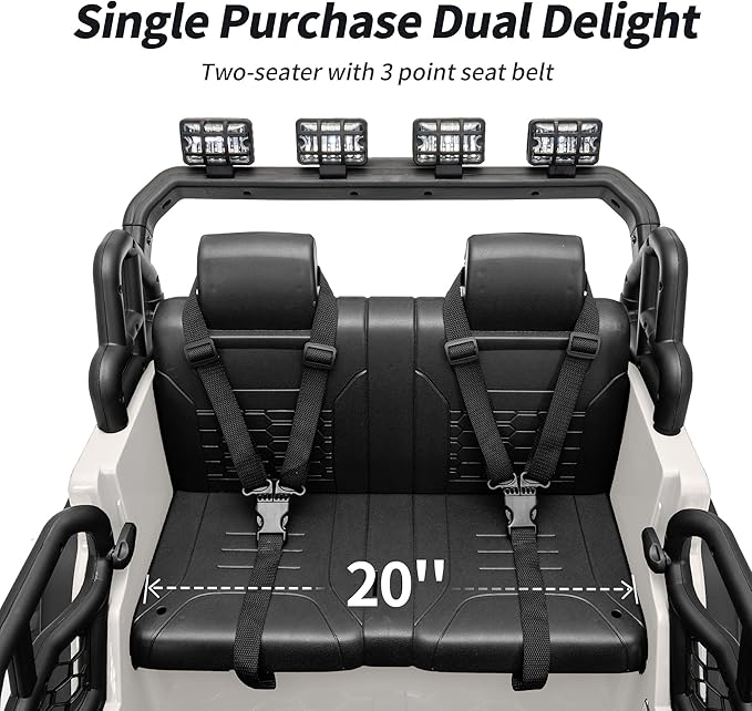 2 Seater Ride on Car Toy, 24V 4WD Electric Car for Kids 4-8 with Remote Control, 4x200W Motors, Capacity 110 lb - White
