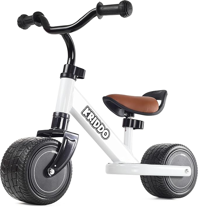 KRIDDO Baby Balance Bike 1-2 Year Old, Mini Cruiser Bike for One Year Old First Birthday Gifts Baby Toys 12 Months to 2.5 Year Old, White