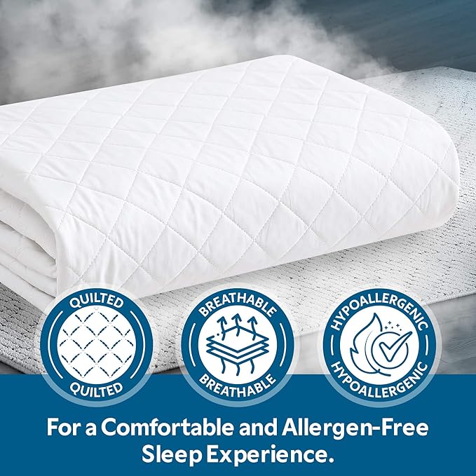 Guardmax Waterproof Quilted Fitted Mattress Pad | Hypoallergenic Cover | Breathable, Noiseless Barrier | King (78 x 80 x 15)