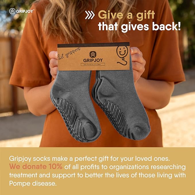 Gripjoy Toddler Socks with Grippers, Non-Slip for Kids, Enhanced Stability, Comfortable Cotton - 4 Pairs