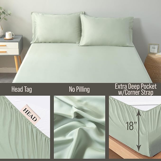 Bella Coterie Luxury Bamboo Viscose California King Size Fitted Sheet | 100% Organically Grown | Ultra Soft | Cooling for Hot Sleepers | 18" Deep Pocket [Sea Glass]