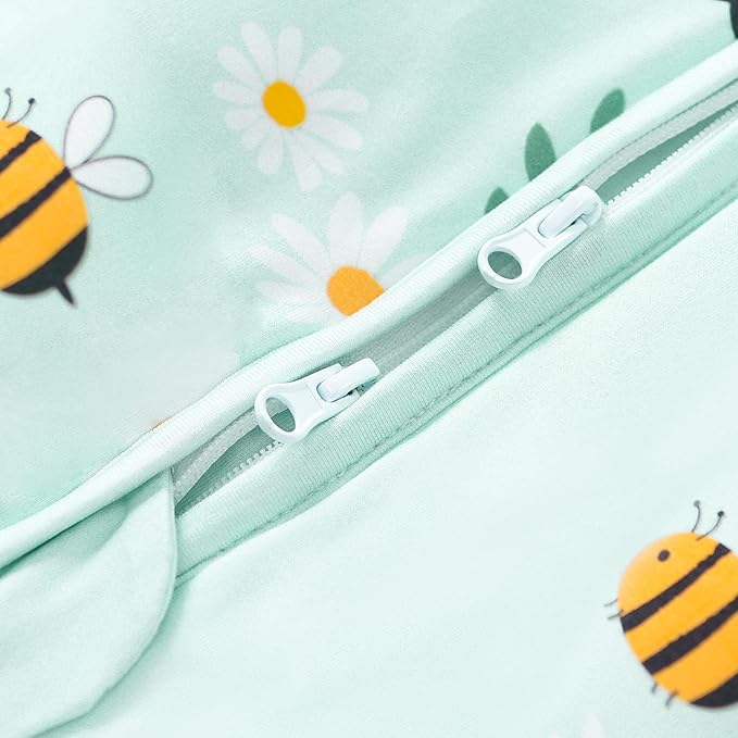 Baby/Toddler Sleep Sack with Legs, Rayon from Bamboo 95% + 5% Spandex, 1.0 TOG, 2‑Way Zipper Sleeping Bag, Walker‑Friendly 12-18M Little Bee